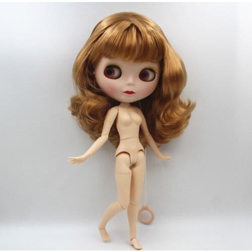 Blygirl,Blyth doll,Amber gold banged hair, new style doll, 19 joints, frosted shell, 1/6 doll, naked doll, can change body