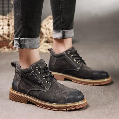 Spring Autumn Mens Boots Cow Suede Leather Men Casual Fahsion Ankle Boots Male Comfortable Outdoor Shoes For Men Jeans Boots