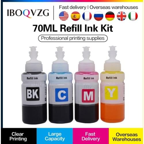 IBOQVZG 70ML Bottle Refill Dye Ink Kit For Epson L100 L110 L200 L210 L300 L355 L120 L130 L1300 L220 L310 L365 L455 L550 Printer