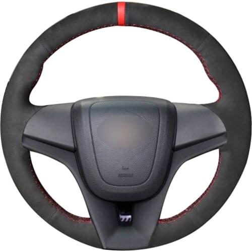 Black Suede Red Marker Car Steering Wheel Cover for Chevrolet Cruze 2009-2014 Aveo 2011-2014 Holden Cruze 2010