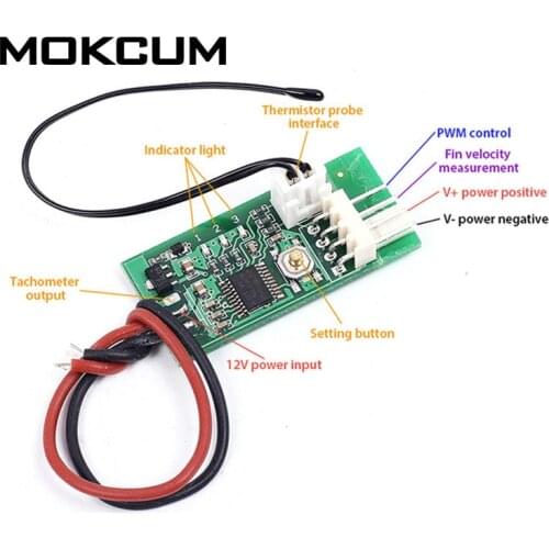 DC 12V PWM Temperature Controller Fan Temperature Controller 4-Wire Fan Temperature Controller Speed Governor for PC Fan/Alarm