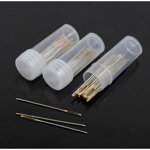 Leather Crafts Sewing Needle Round Head Blunt Pint Pointed Prism Sharp Tool for Embroidery Stitching Gold Tail Big Eye Needles
