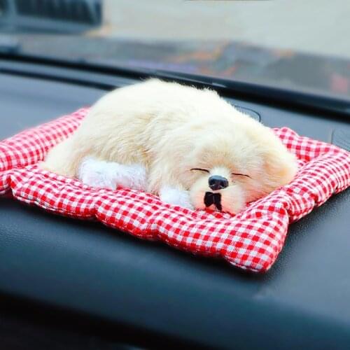Simulation Plush Dogs Car Ornament Sleeping Dog Toy Cute Car Accessories Interior Dashboard Decoration Ornaments Cute Puppy Gift