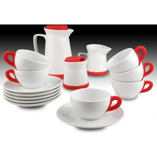 Kütahya Porselen 17 Piece Tea Set Red