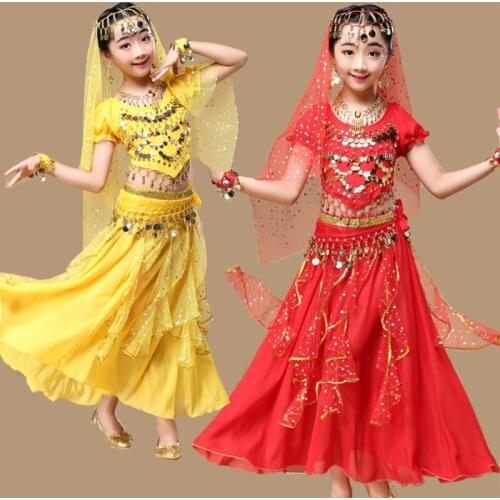 4PCS Children Belly Dance Costumes for Girls India Dancing Suit Girl Stage Performance Clothes Kid Belly Dance 4 pieces set