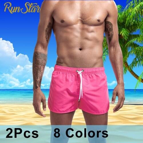 2 Pieces Men Swimsuit Beach Sport Swim Trunks Mens Surf Swimming Shorts For Men Swimwear Boxer Quick Drying Briefs Summer