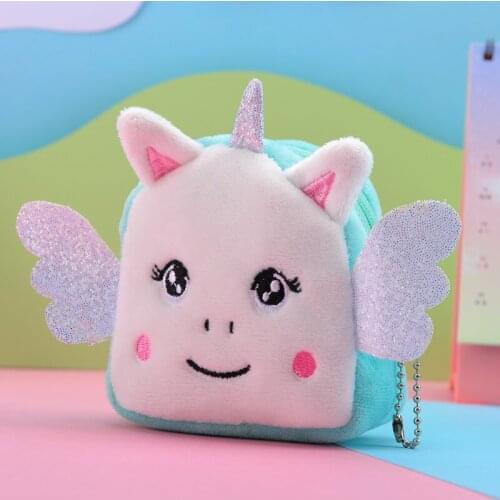 Soft plush animal coin purse cute little wallet girl clutch bag keychain earphone USB data cable storage bag childrens gift