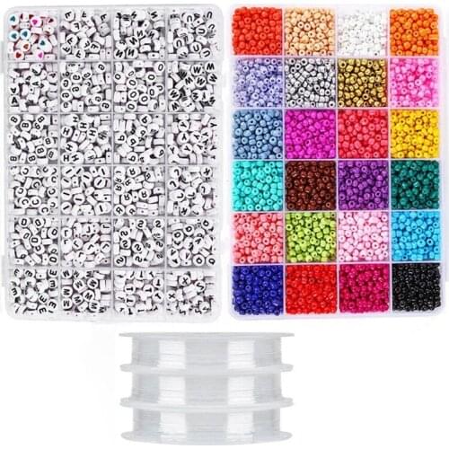Jewelry Making Kit Beads for Bracelets - Bead Craft Kit Set, Glass Pony Seed Letter Alphabet DIY Art and Craft