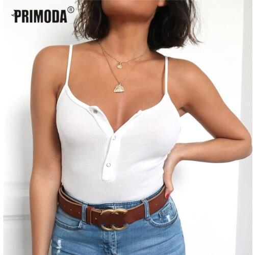 2020 New Sexy Sleeveless Womens Bodyuits Rib Summer Tops Black Bodysuit Mujer Skinny Club Stretchy Rompers Straps Buttons PR492G