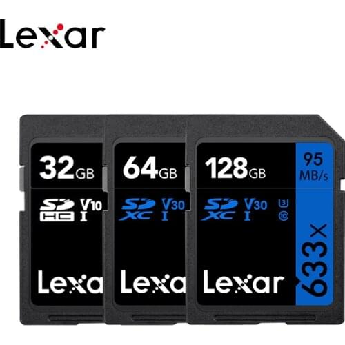 Original Lexar Memory SD Card 128GB 64GB U3 SDXC 32GB U1 SDHC High Speed Max 95MB/s for Digital SLR/HD Camera Flash Card