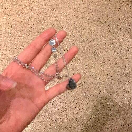 Han Edition Cold Wind Joining Together Pendant Necklace Design Feeling Female Ins Small Double Layer Collar Bone Chain