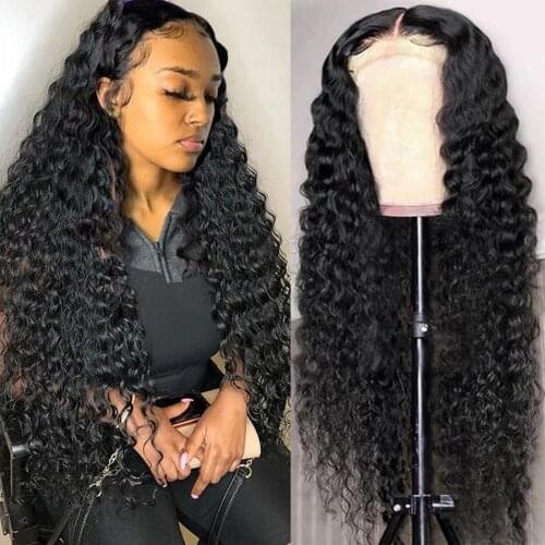 Deep Wave Frontal Wig 13x4 Deep Curly Lace Front Human Hair Wigs Density 180% Brazilian Hair Wigs Prepluck Natural Hairline