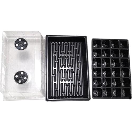 24 hole 3PC Seed tray suit ventilation holes Seedling box Seedling stuffing box Garden Plant Germination PVC Dome Base pot