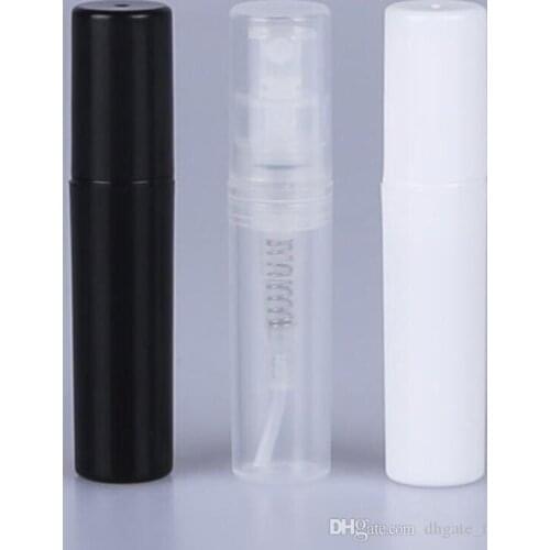 2ml Mini Sample Portable Plastic Perfume Bottle Transparent Black White Color Spray Refillable Bottle Clear Empty Small Bottles