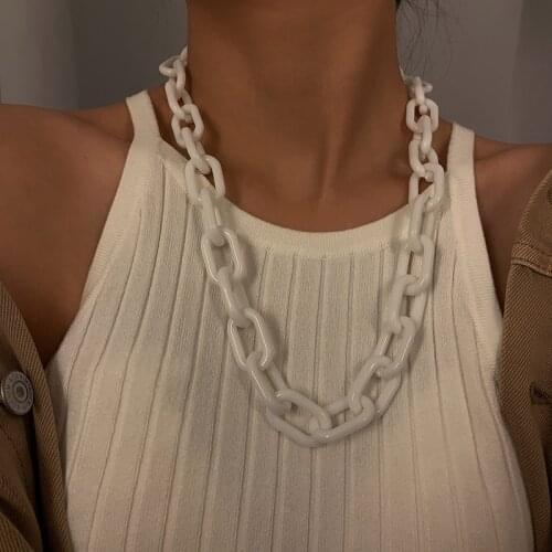 Punk Hip Hop Fashion Acrylic Link Chain Necklace Rock Gothic Chunky Plastic Choker Collar Necklace for Women Bijoux Accessories