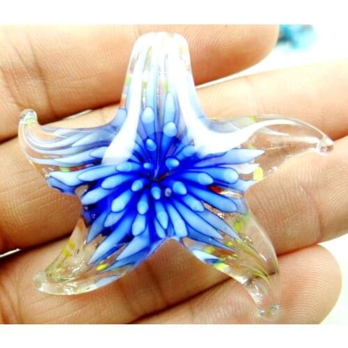 46*50MM Multi-Color Liuli Coloured Glaze Glass starfish Pendant necklace LOOSE BEADS P82