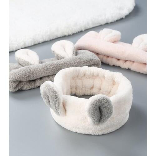 1Pcs Fashion Women Girls Rabbit Ears Hairband Elastic Headdress Heart Shaped Hair Accessories Cotton Makeup Tools