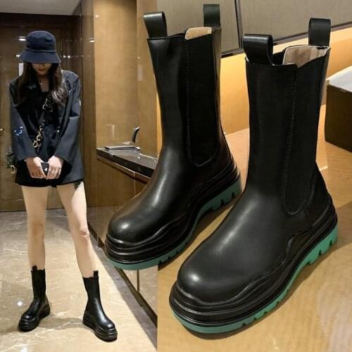 2021 Luxury Chelsea Boots Women fashion Boots Chunky Winter Shoes Platform Ankle Boots Slip On Chunky Heel Thick Brand Designer