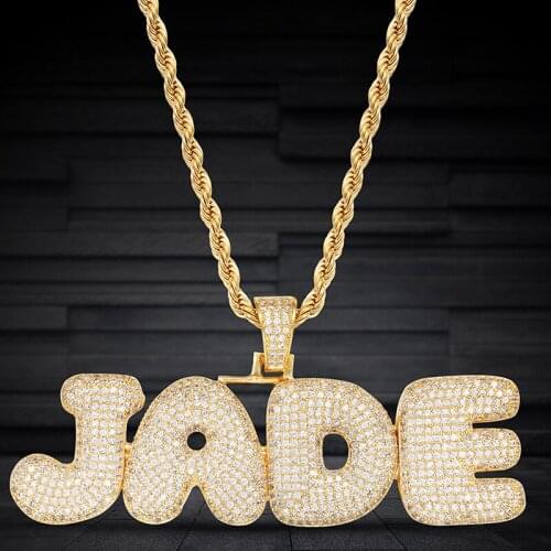 Christmas Bubble Letter Number Necklaces,Custom Pendant 2020 Microinlaid Zircon Personalized Hip Hop Jewelry for Women Men Gift