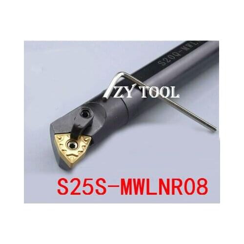 S25S-MWLNR08 25mm Lathe Cutting Tools CNC Turning Tool Lathe Machine Tools Internal Metal Lathe Tool Boring Bar Type MWLNR/L