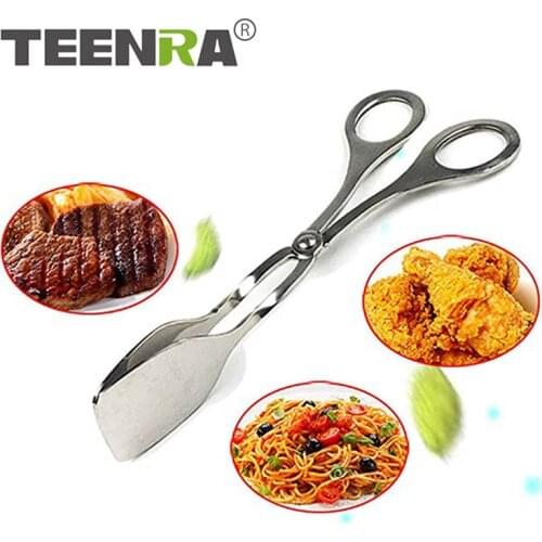 TEENRA Stainless Steel BBQ Tongs Barbecue Grill Accessories Use For Salad Serving BBQ Dining Cooking Vegetable Meat Food Clip