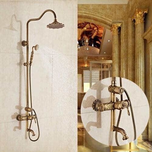Bathroom Shower faucet Rainfall Shower Faucet Set Antique Bronze Brass Hot and Cold Bathroom Shower Faucet Set Bath Mixer Tap