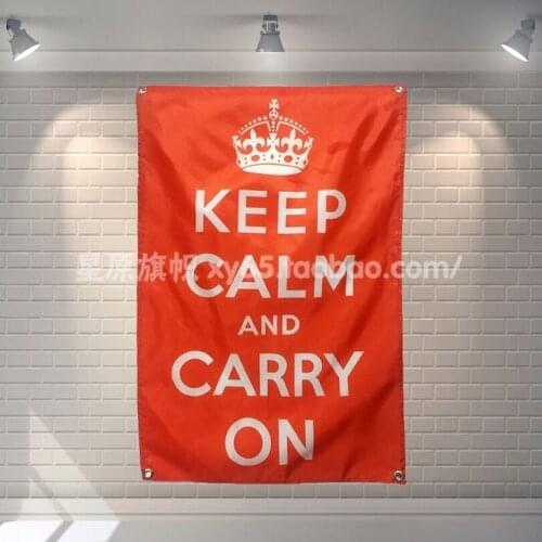 "KEEP CALM AND CARRY ON" Music Band Team Logo Cloth Poster Banners Four-Hole Flag Dormitory Bedroom Wall Decoration