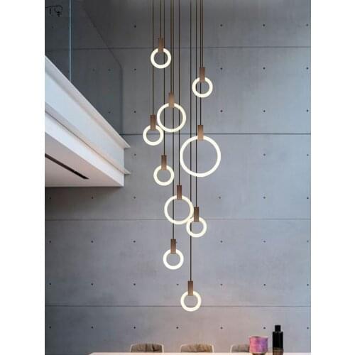 Nordic Modern Minimalist Atmosphere LED Pendant Lights Designer Staircase Living Room Revolving Duplex Building Restaurant Villa