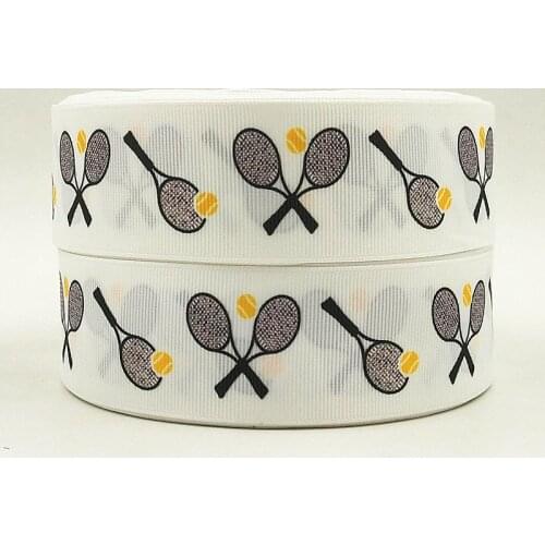 Q&N/OEM 1.5inch 38mm 160412008 tennis racket printed grosgrain ribbon 50yds/roll free shipping