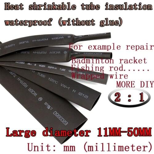 Heat shrinkable tube BLACK Insulation waterproof casing 11mm -16mm 18mm 20mm-50mm Large diameter