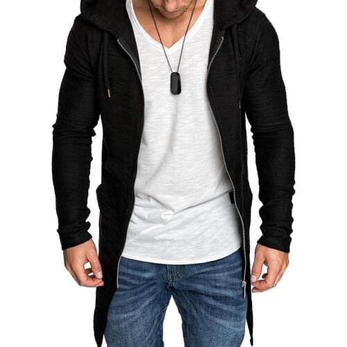 Hoodies Fashion Men Solid Color Long Sleeve Hooded Zipper Jacket Coat Outwear
