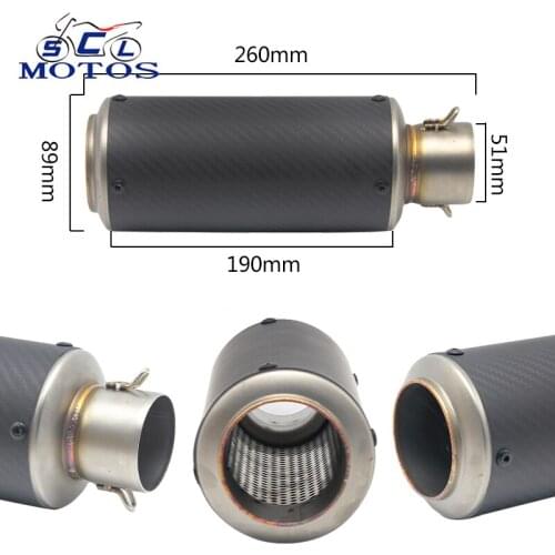 Sclmotos -51mm Inlet Stainless Steel Motorcycle Scooter Exhaust Pipe Muffler GP Exhaust Mufflers Pipe for Yamaha MT07 TMAX530