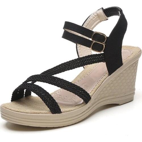 New Arrival Ladies Shoes Women Sandals Summer Peep Toe Platform High Heels Wedge Sandals Female Shoes Women XKD4296