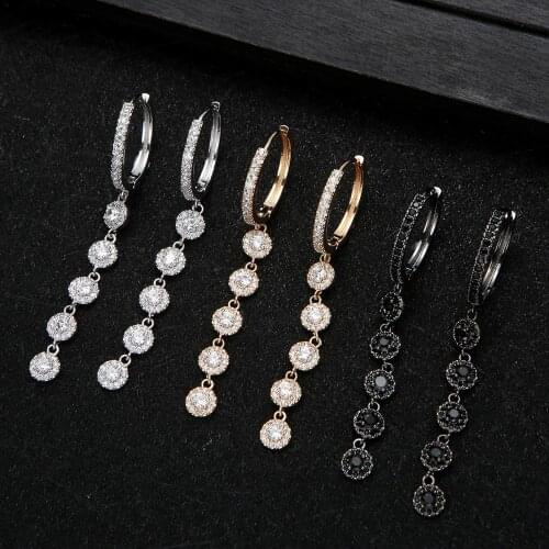 Geometric Micro Cubic Zirconia Pave Women Wedding Bridal Party Engagement Dress Earring pendientes mujer moda E8069