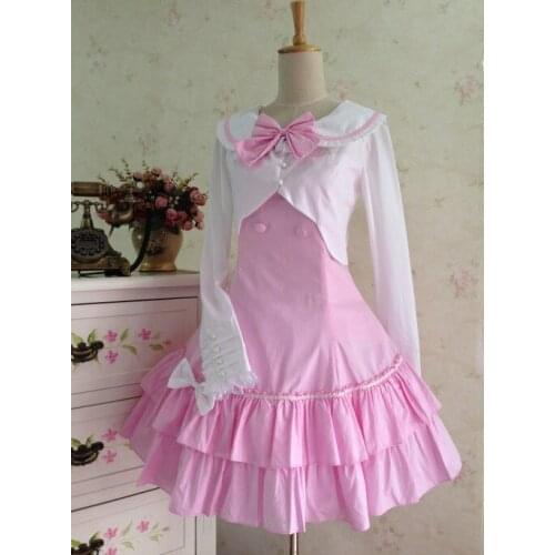 Women Pink Lolita Dress Girls Lovely Party Dresses Halloween Party Cospaly Costumes