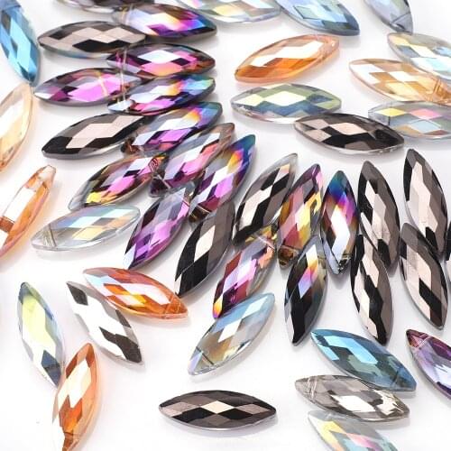 10pcs Austrian Glass Oval Beads 10x30mm Marquise Shape Natural Stone Beaded For DIY Making Crystal Earing Jewelry Accessories