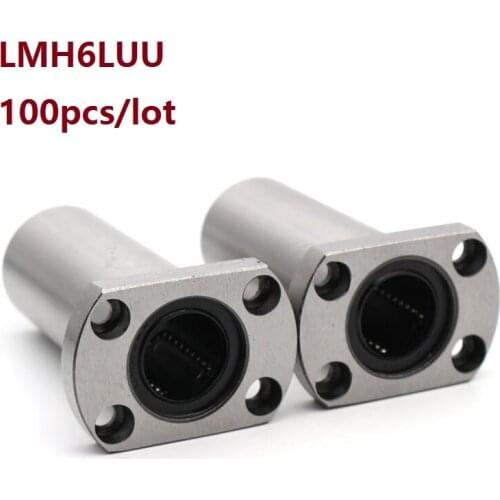100pcs/lot LMH6LUU Long Type Oval Flange linear motion ball bearing bushing for CNC 3D printer Linear Rod