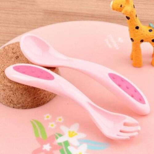2pcs Baby Spoon Fork Set Toddler Infant Learning Tableware Flatware Utensils Kids Cutlery with Storage Box BPA Free Patchwork