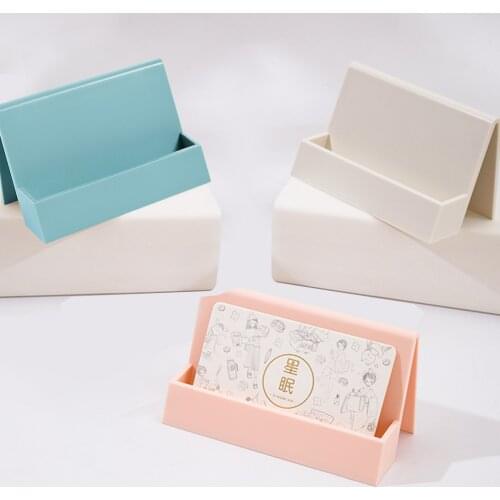 3 Pack General Plastic Desktop Business Card Holders Display Stands Colorful Card Case Box School Office Supplies