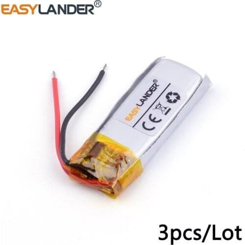 3pcs /Lot 3.7v lithium Li ion polymer rechargeable battery 351025 55mah CE FCC ROHS MSDS quality certification