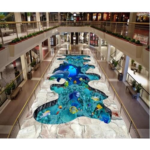 Dolphin ocean Photo floor wallpaper 3d stereoscopic 3D wallpaper floor for living room Custom Photo self-adhesive 3D floor