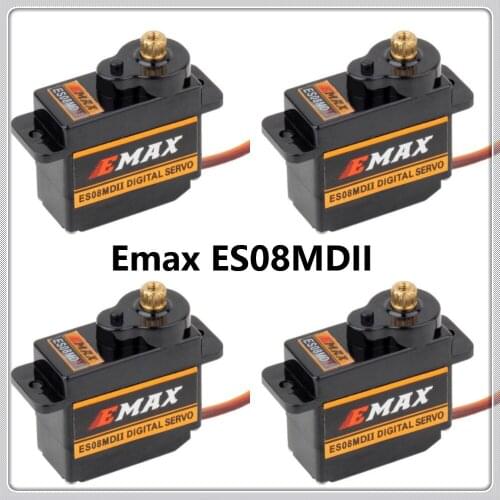 4pcs EMAX ES08MDII ES08MD II Digital Servo 12g/ 2.4kg/ High-speed Mini Metal Gear
