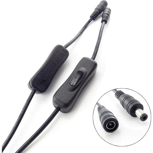 5.5 X 2.1mm DC power switch DC Power Connector Male Plug to Female adapter DC 5-24V cable wire line black