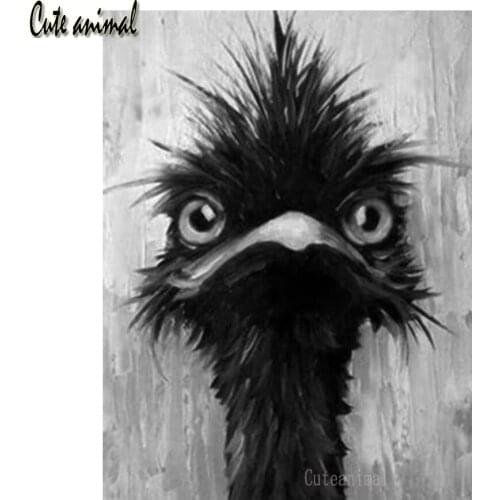 5D Diamond Painting Diy Diamond Embroidery Black Ostrich Bird Cross Stitch Kit Mosaic Animal Sale Rhinestones Art Handwork Gift