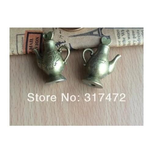 Free shipping!! Vintage retro green bronze alloy accessories DIY love pot teapot pendant drop