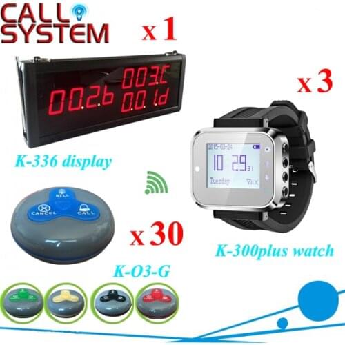 Wireless pager service calling system 1 monitor 3 wrist receiver 30 guest bell buzzer with CE