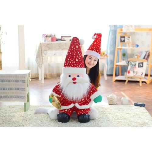 Large 75cm Santa Claus & Xmas Tree ,stars hat plush toy Father Christmas doll , Christmas gift b0845