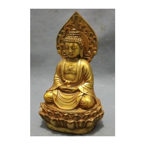 Art Bronze Decoration Crafts Brass Brass Antique gold-plated brass pray bless shakyamuni Buddha Statue
