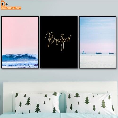 COLORFULBOY Sea Quotes Landscape Modern Posters And Prints Wall Art Canvas Painting Wall Pictures For Living Room Decor