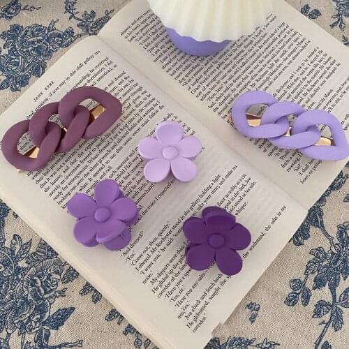 2020 Girls Baby Purple Hair Clip Cute Flower Hair Claws Resin Children Hairpin Twist Chain Hairpin Barrettes Hair Accessories